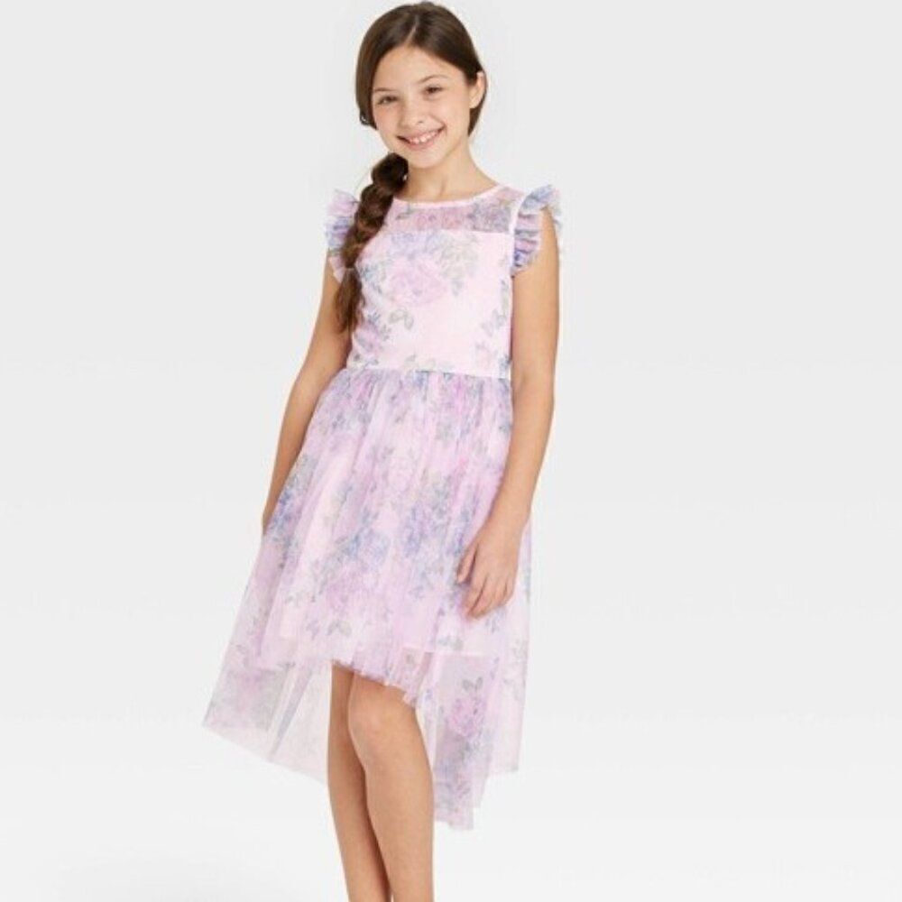 Zenzi Girls Floral Spring Hi-Low Hem Dress Size 6